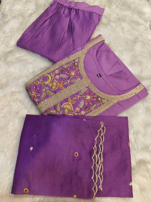 Purple designer straight cut Suit