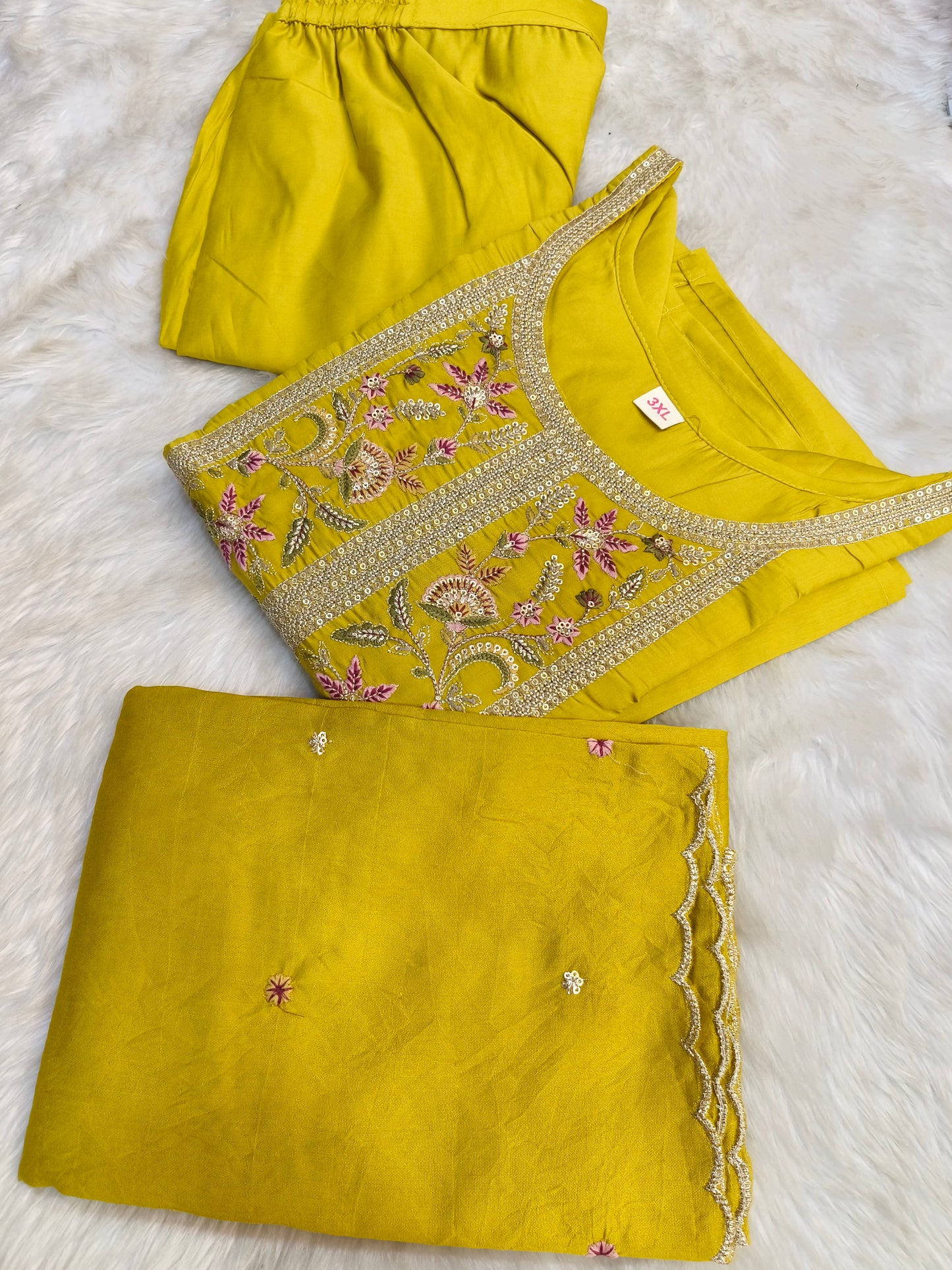 Yellow designer straight cut Suit
