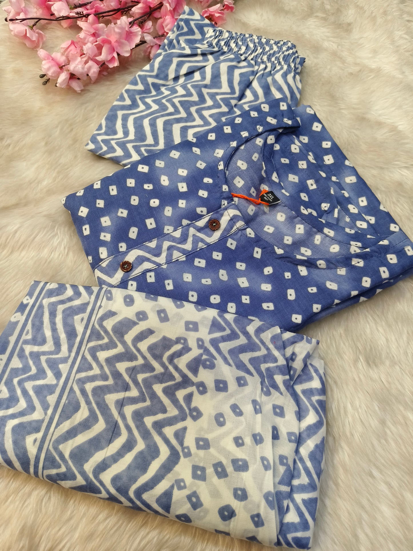 Blue cotton sets with duppata