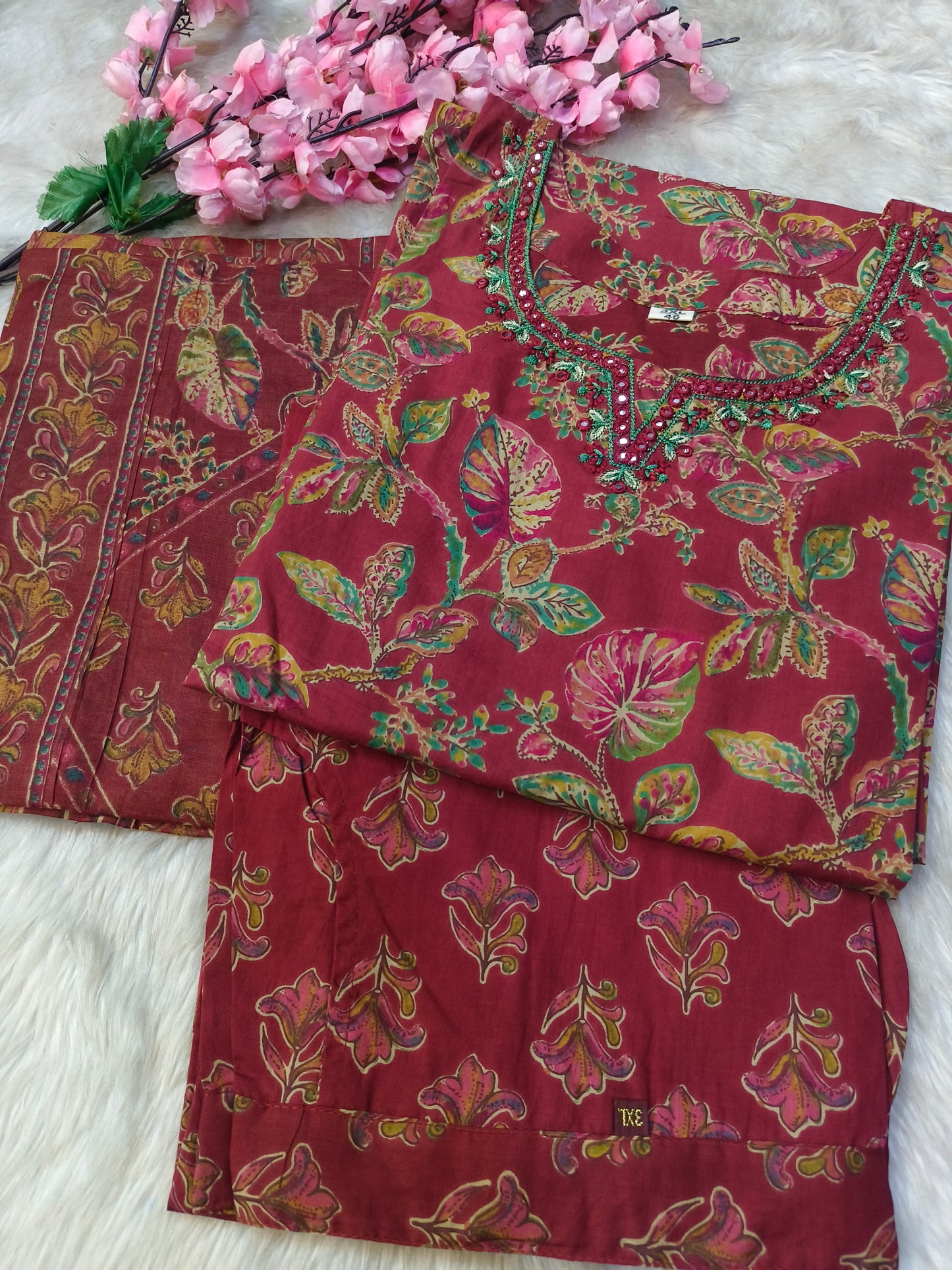 Maroon Pure cotton Set