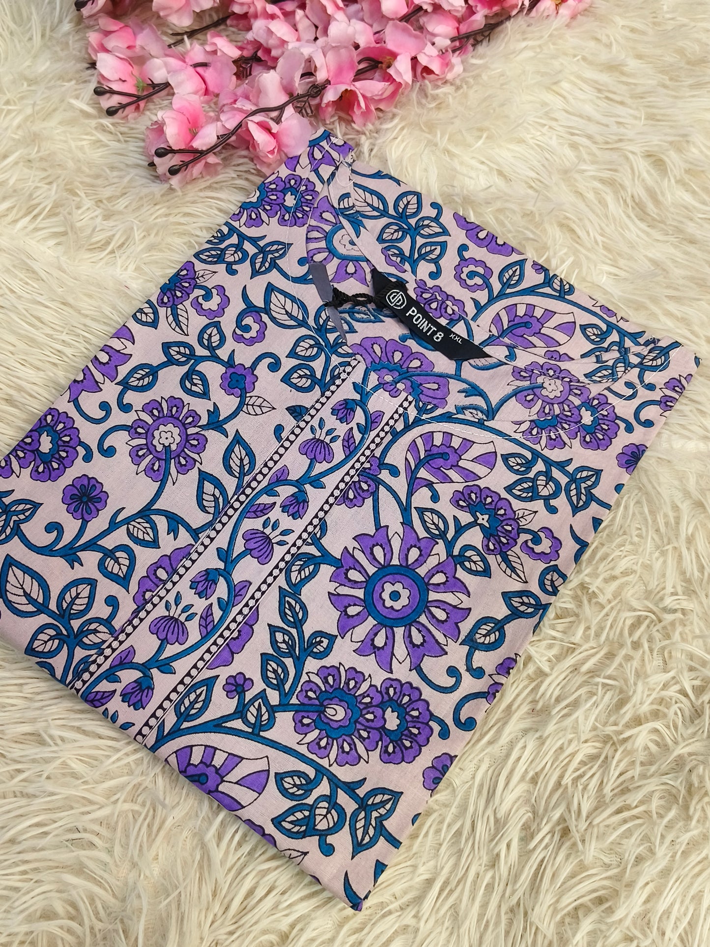 Blue Cotton side cut kurti