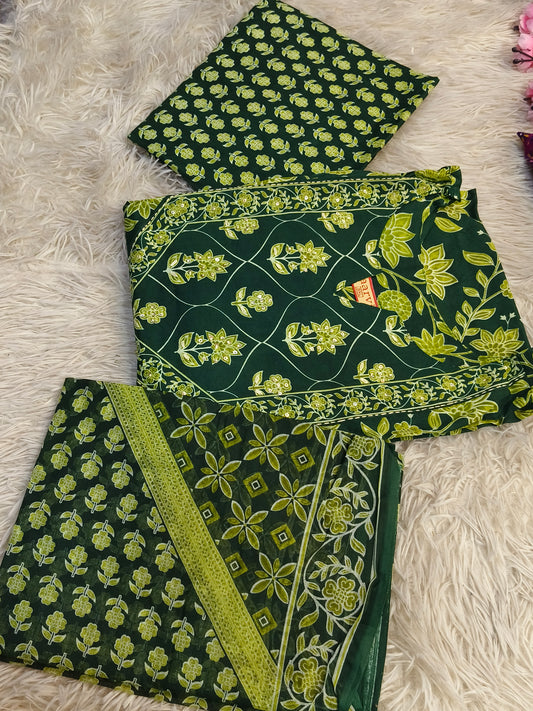 Green Aarvi Pure Cotton Suit