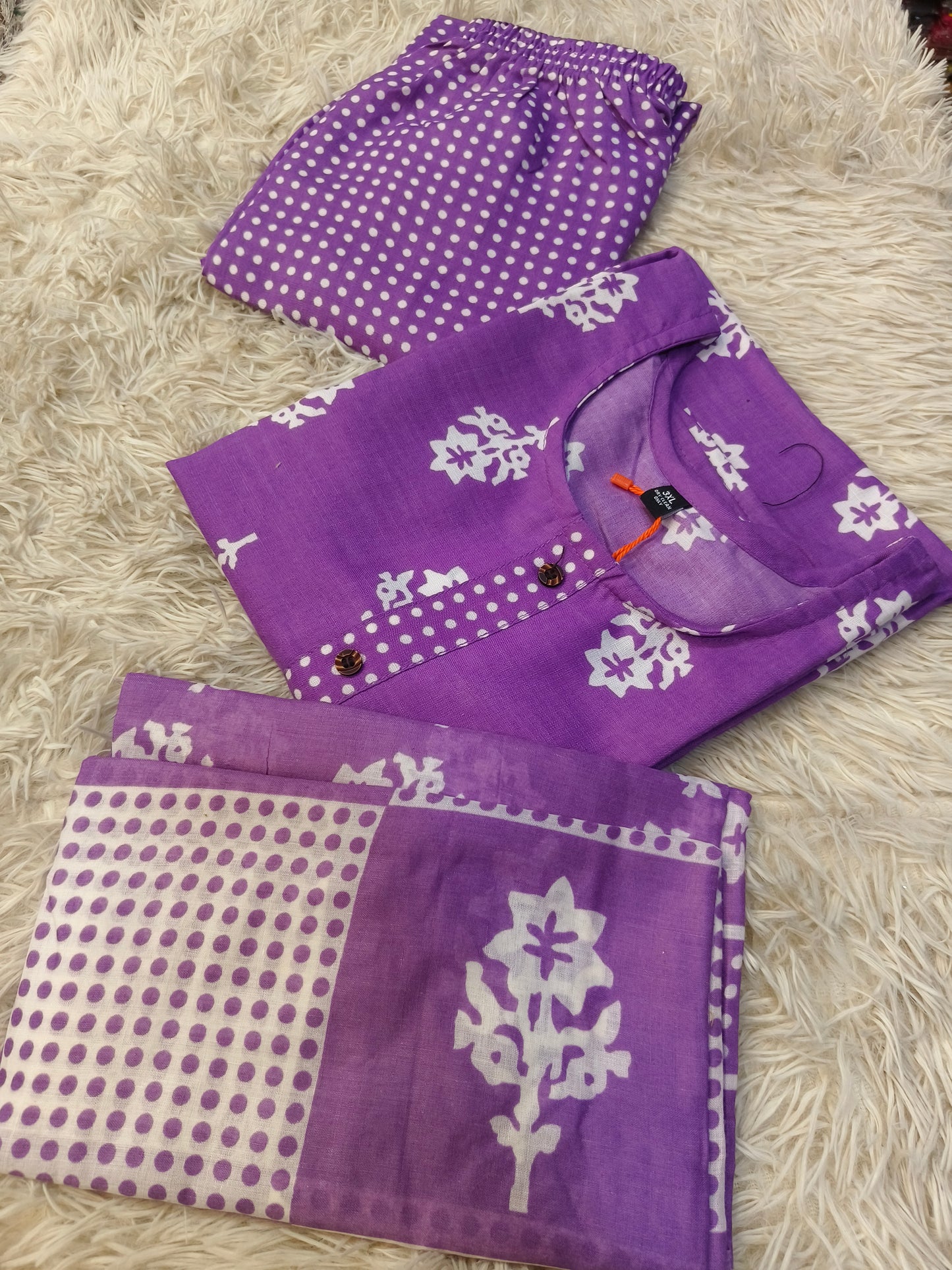Lavender cotton sets with duppata