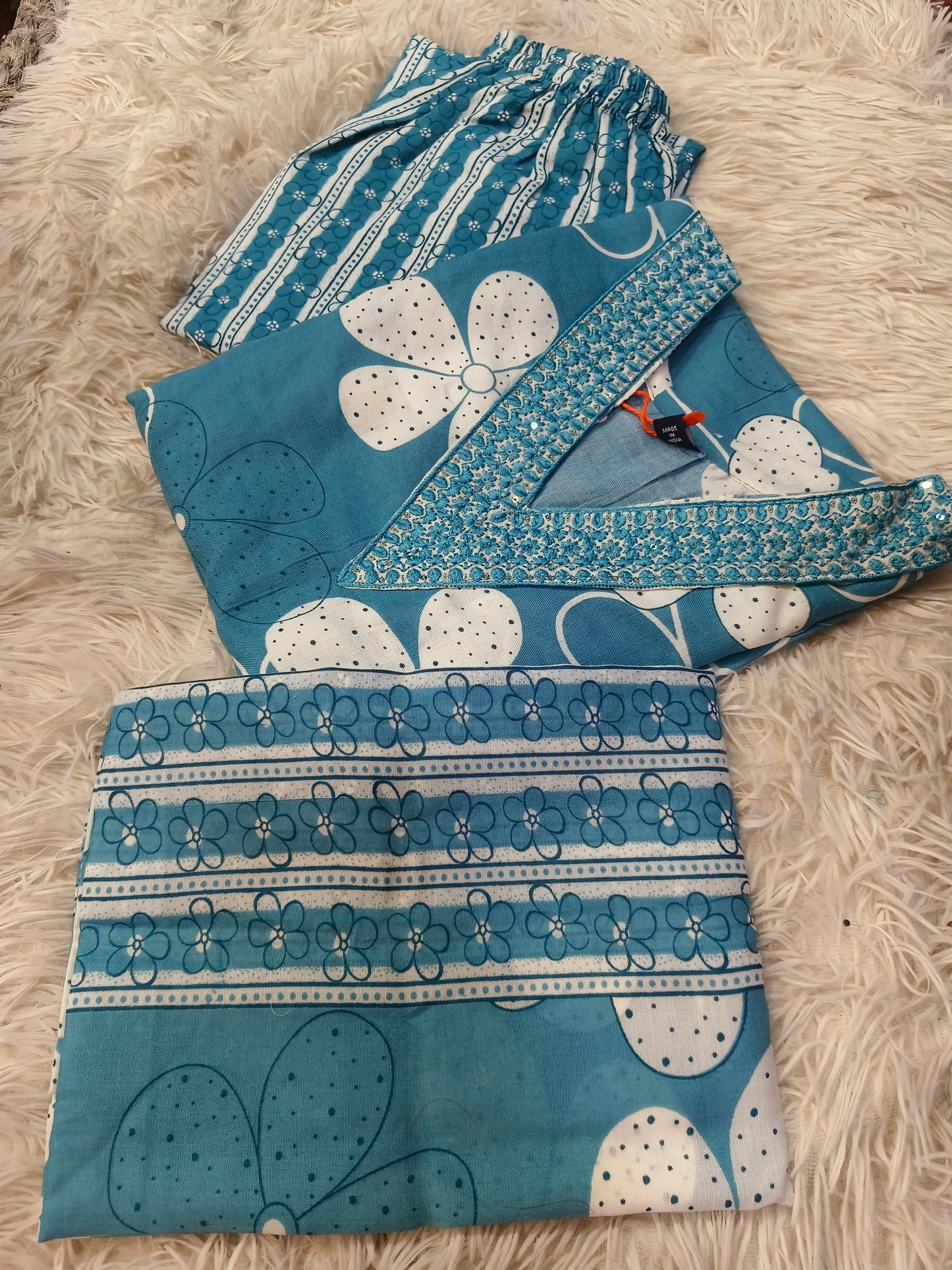 Blue cotton sets with duppata