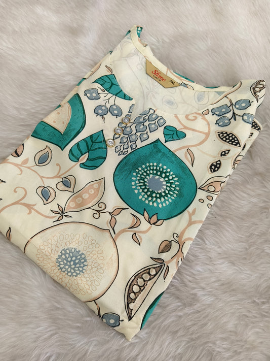 Cream Royan side cut kurti