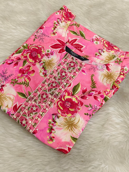 Pink Royan side cut kurti
