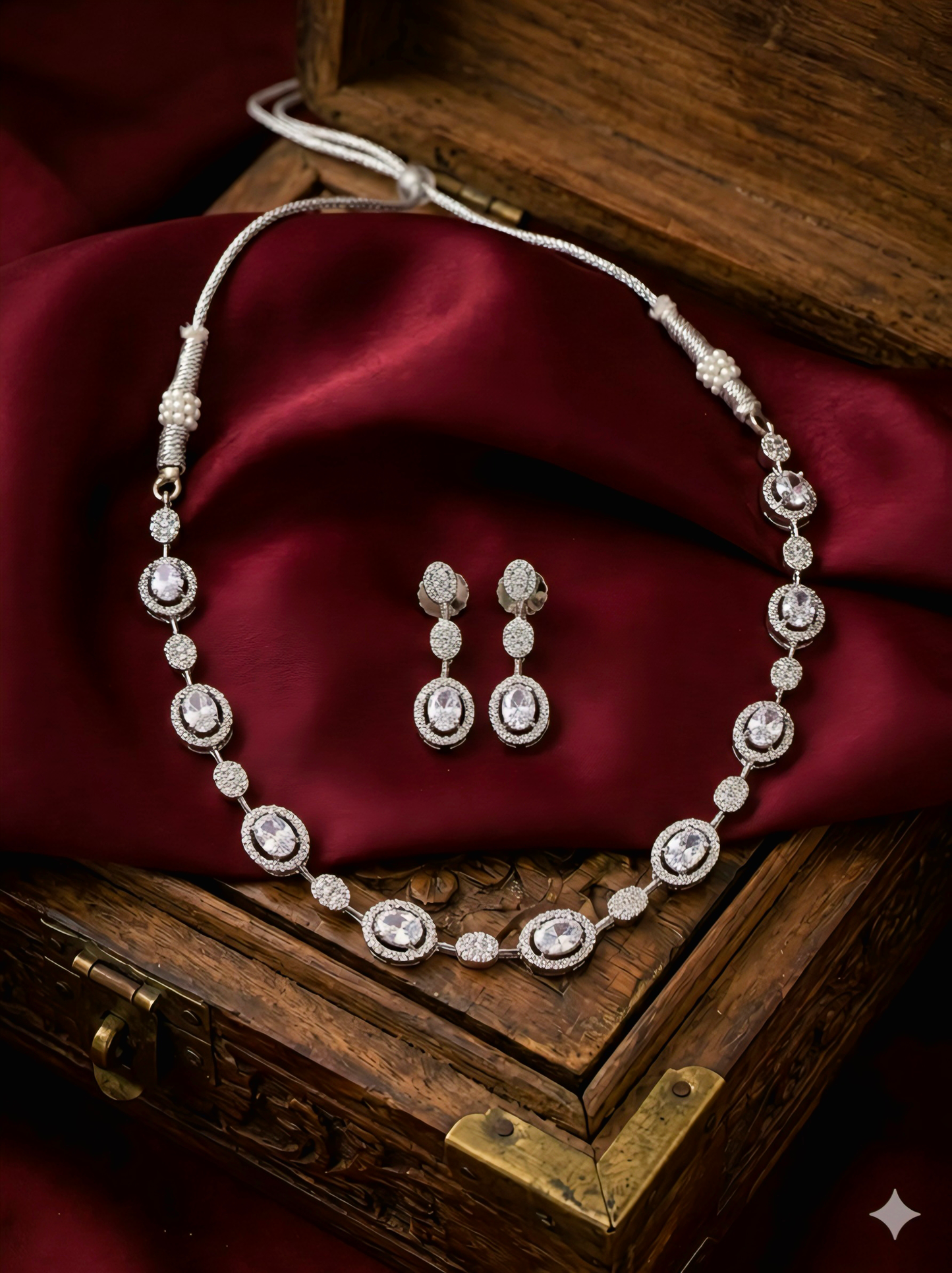 White stone silver plated Necklace set