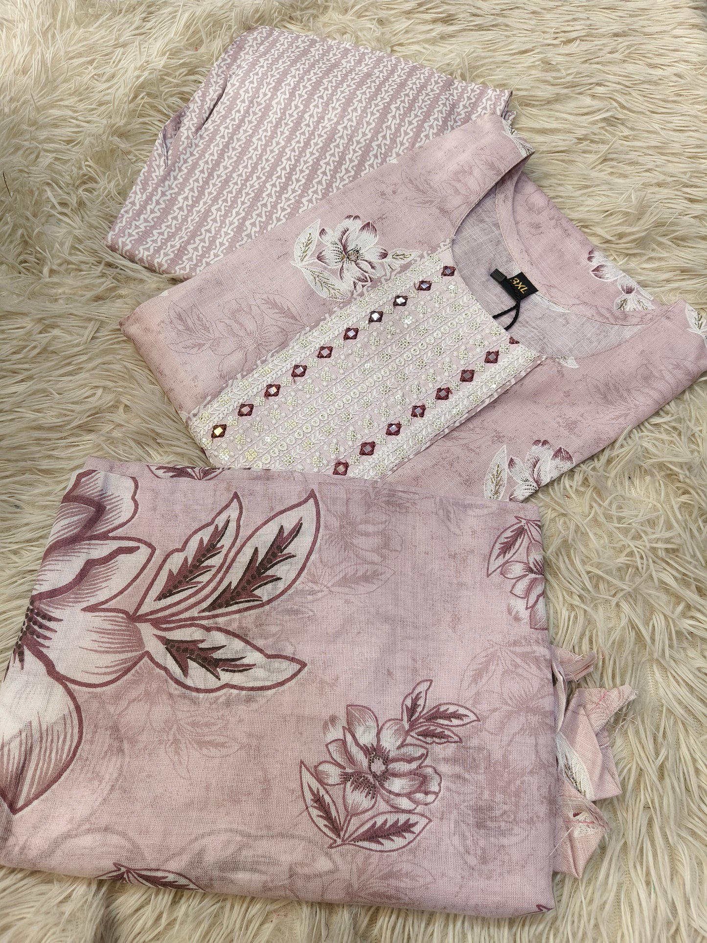 Light cream cotton sets with duppata