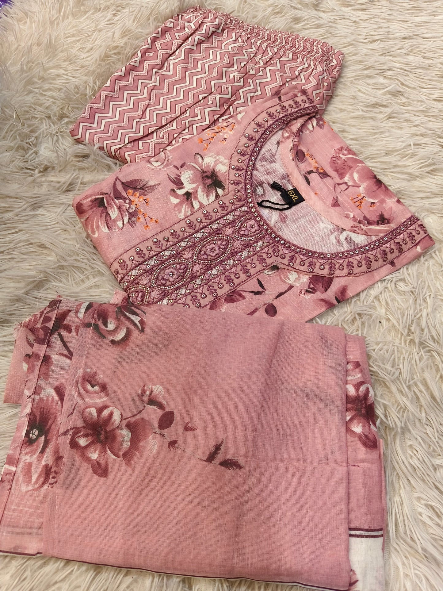 Onion Pink cotton sets with duppata
