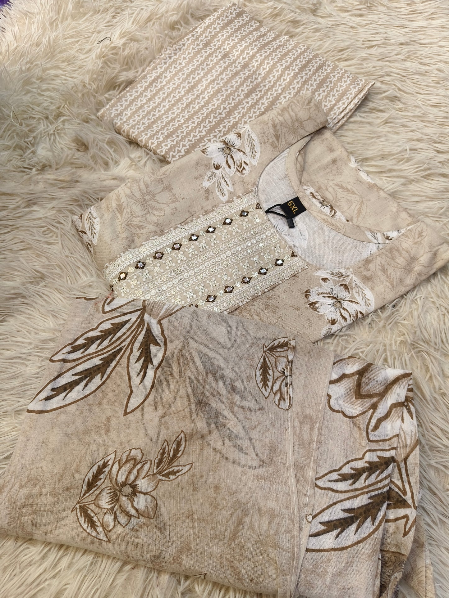 Light cream cotton sets with duppata