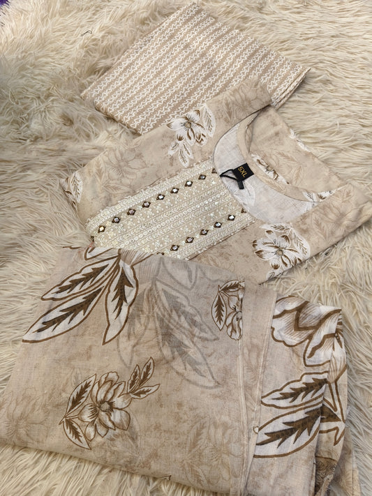 Light cream cotton sets with duppata