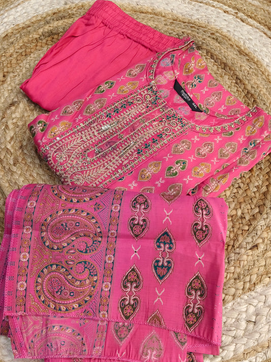 Peach designer straight cut Suit