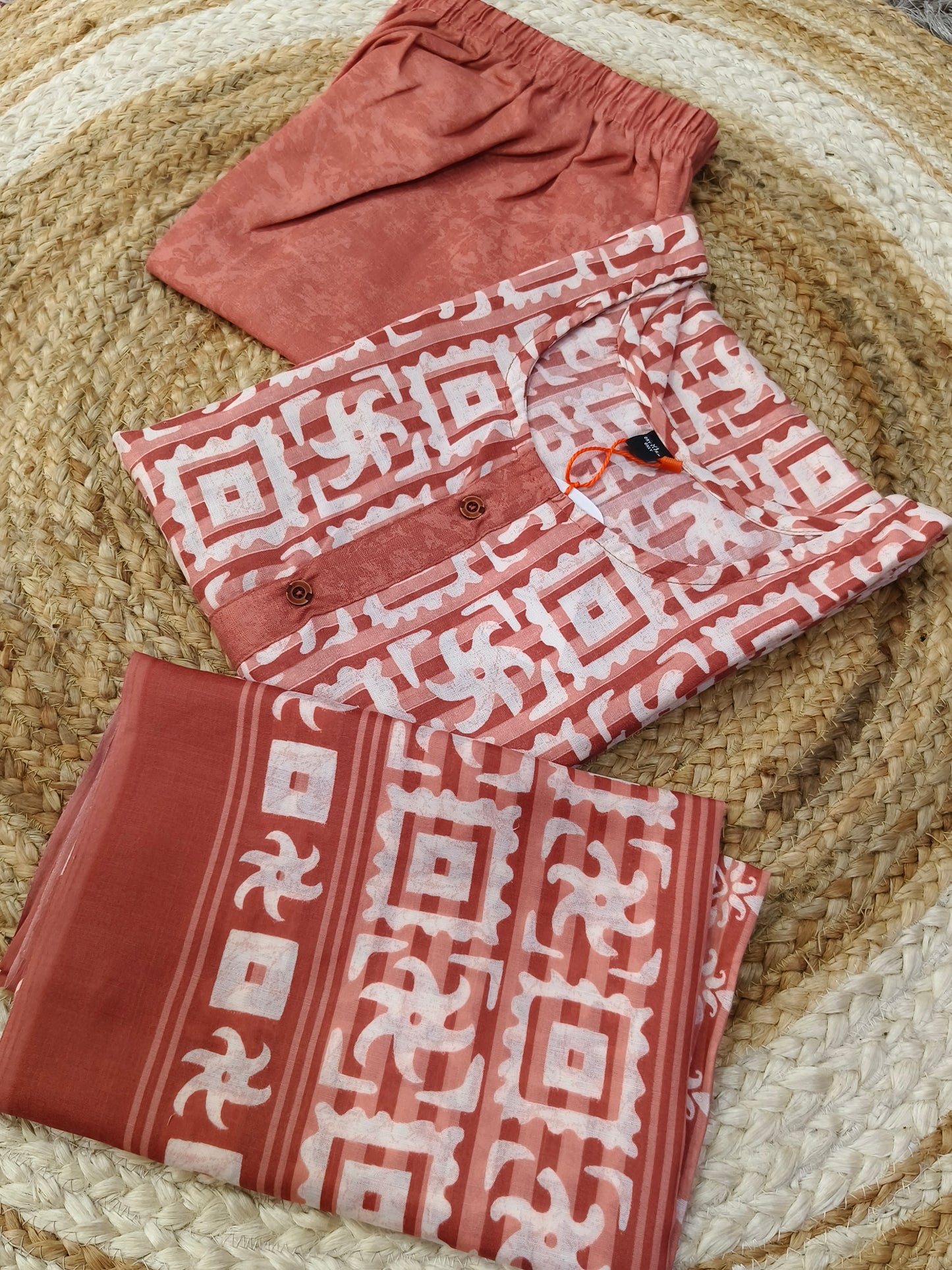 Orange cotton sets with duppata