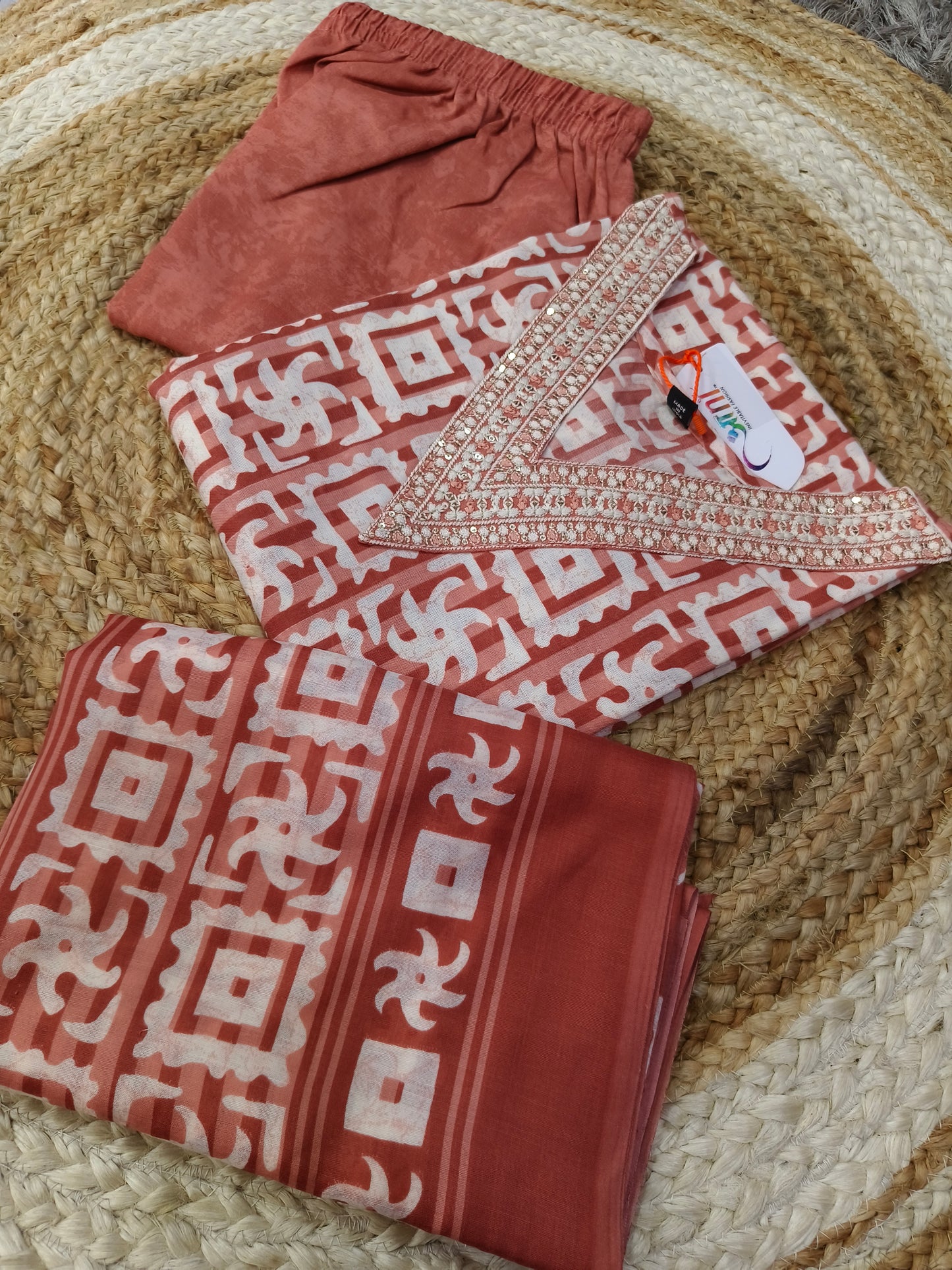 Orange cotton sets with duppata