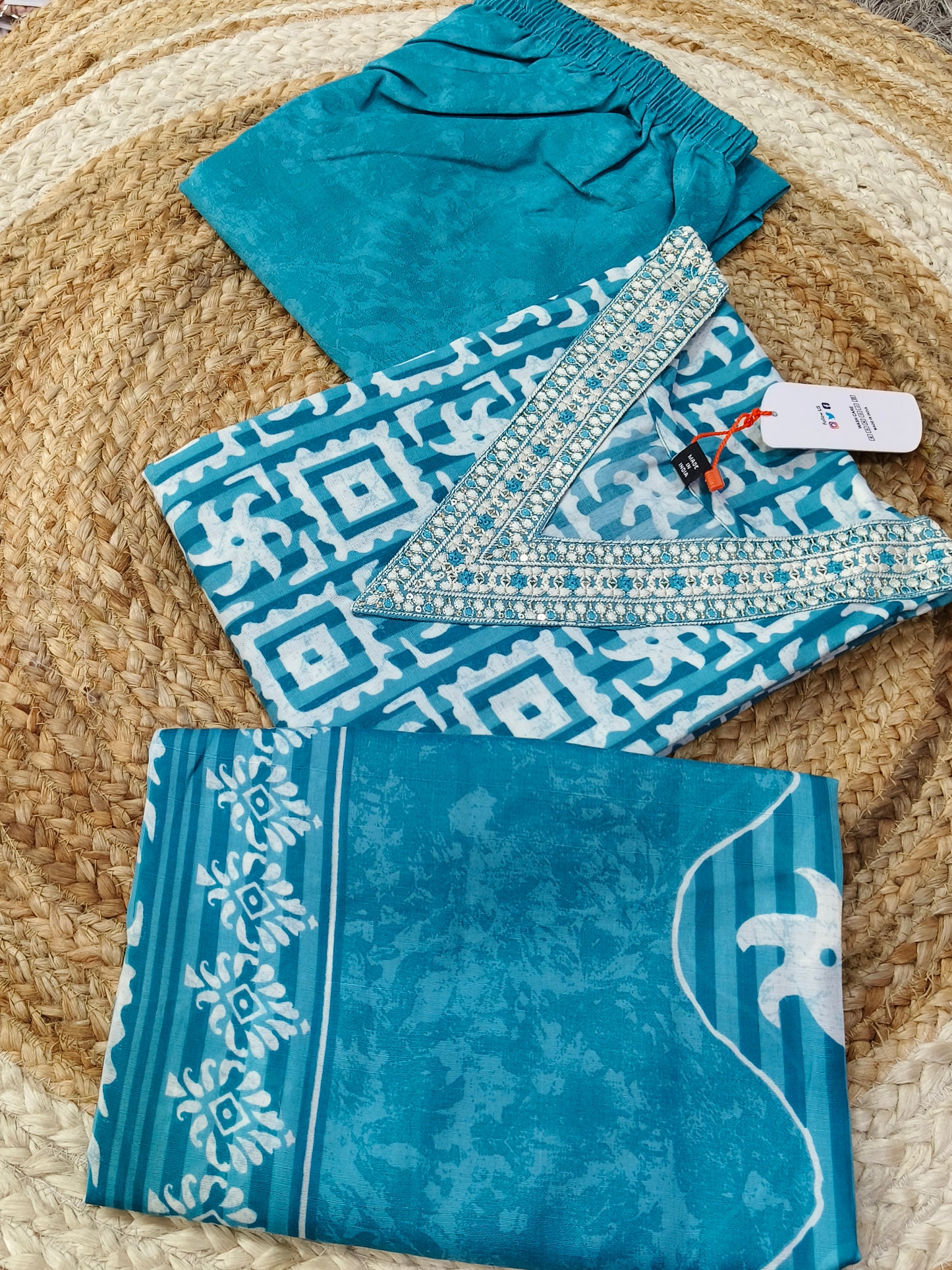 Blue cotton sets with duppata