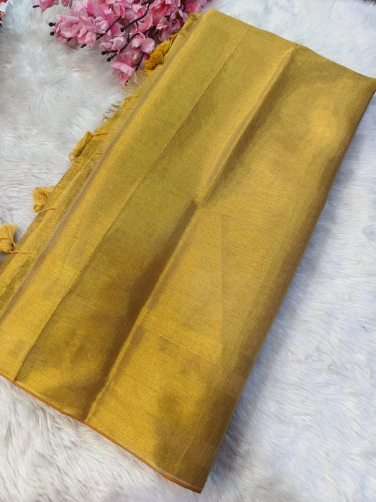Gold mul cotton saree