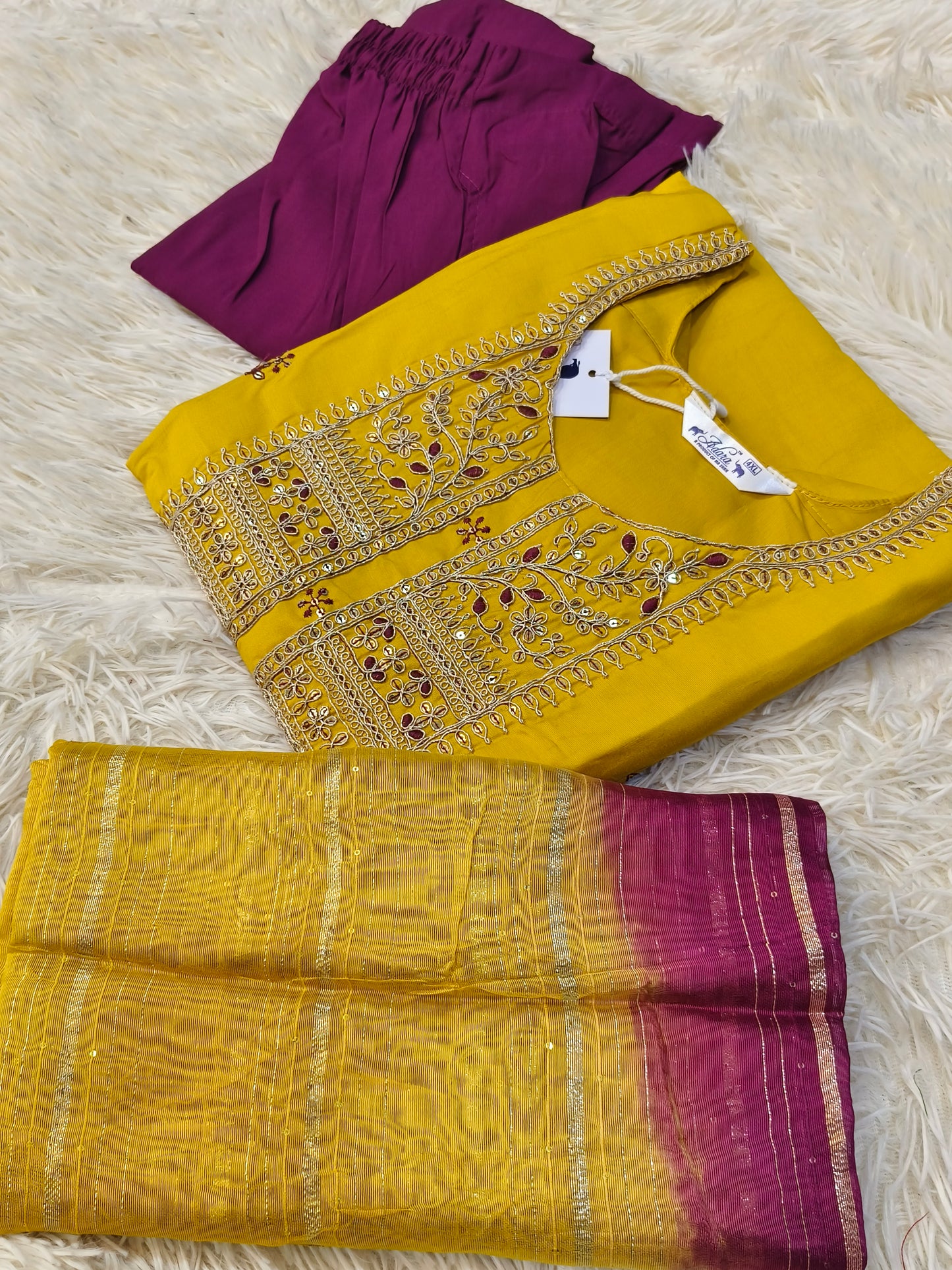 Yellow with wine Designer straight cut suit
