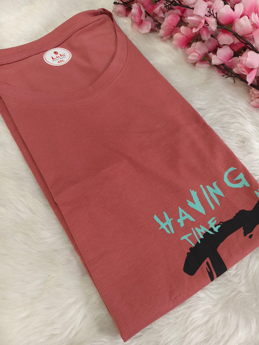 Peach cotton T-shirt