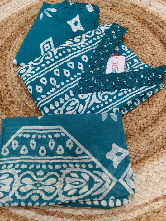 Blue Cotton sets with duppatta