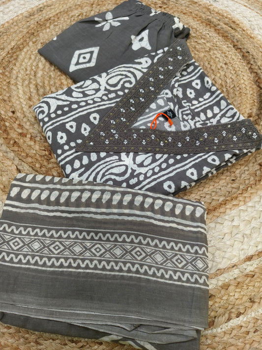 Grey Cotton sets with duppatta