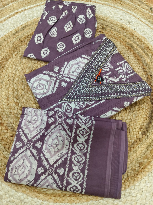 Purple Cotton sets with duppatta