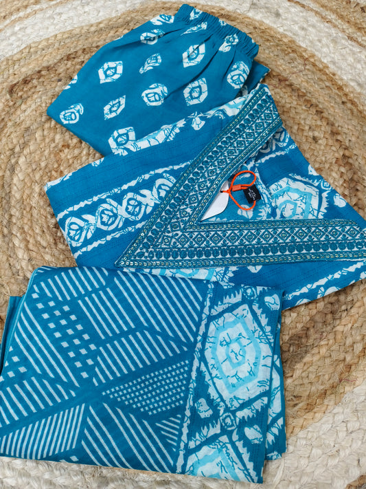 Blue Cotton sets with duppatta