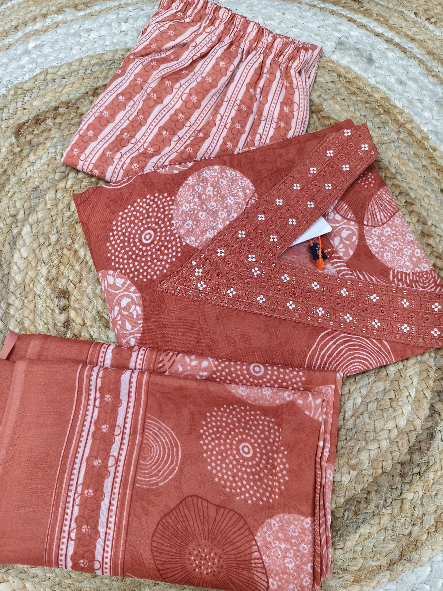 Orange  Cotton sets with duppatta