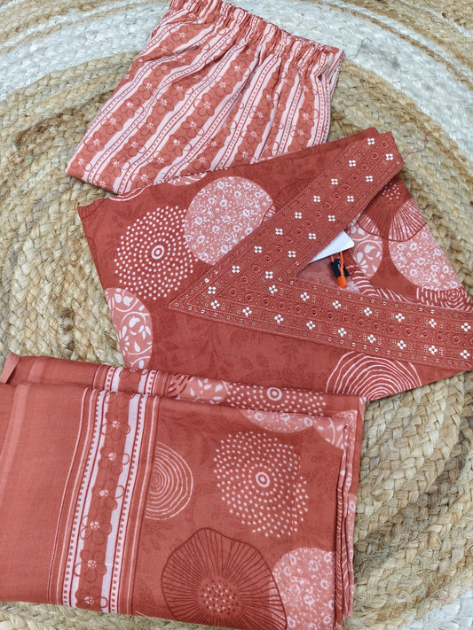 Orange  Cotton sets with duppatta