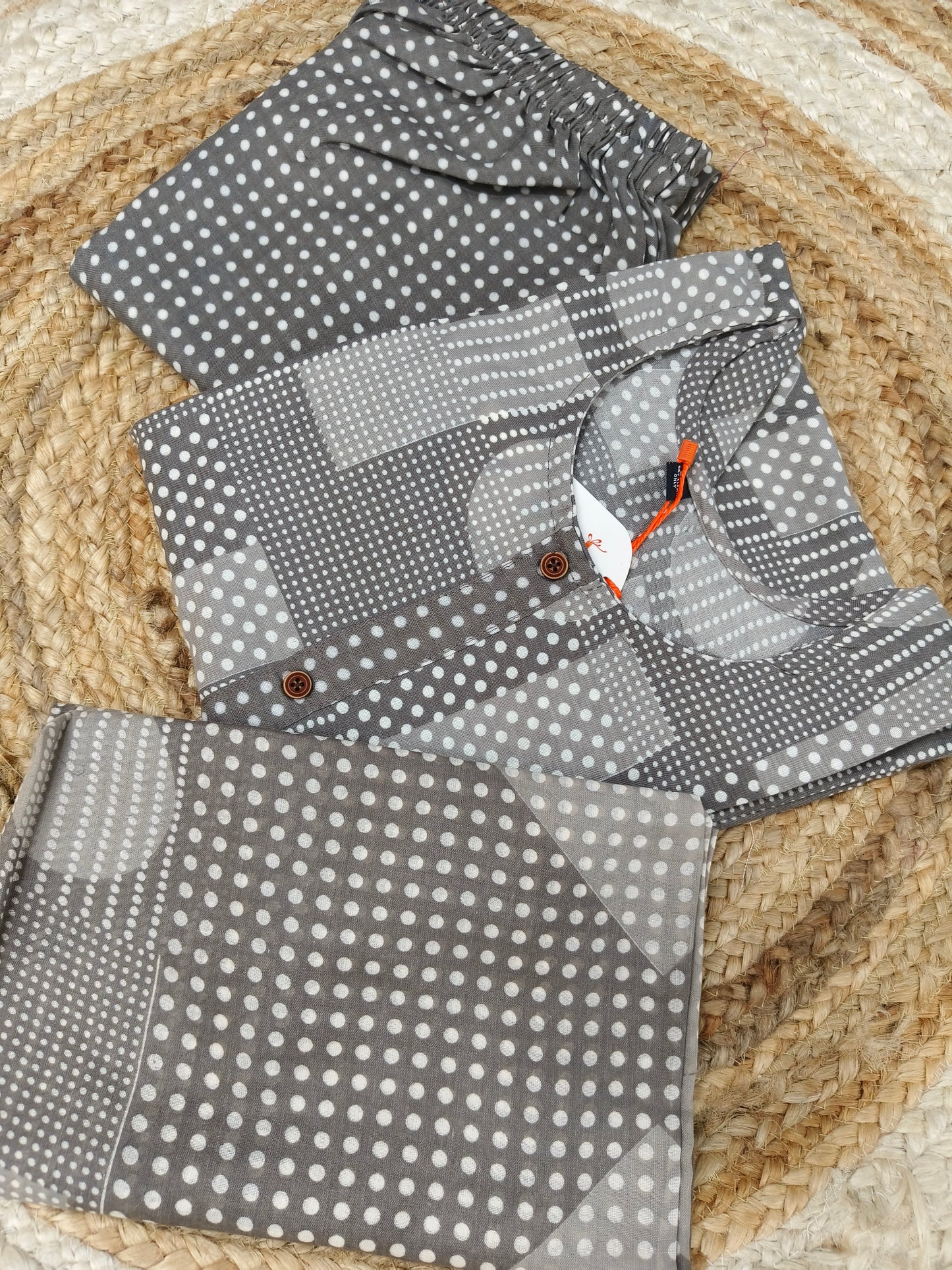 Gray Cotton sets with duppatta