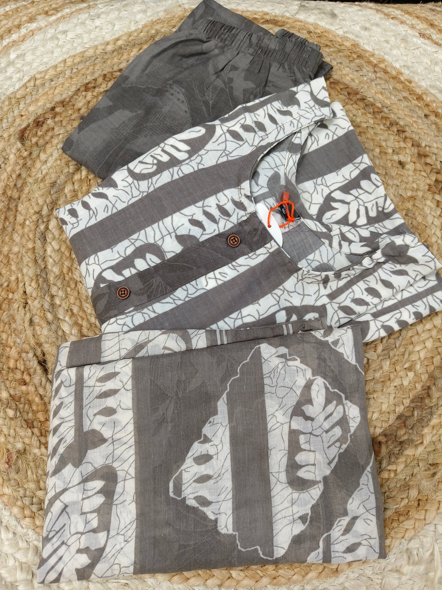 Gray Cotton sets with duppatta
