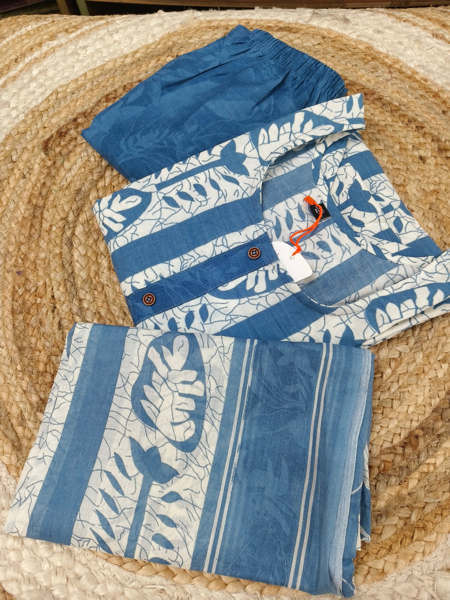 Blue Cotton sets with duppatta