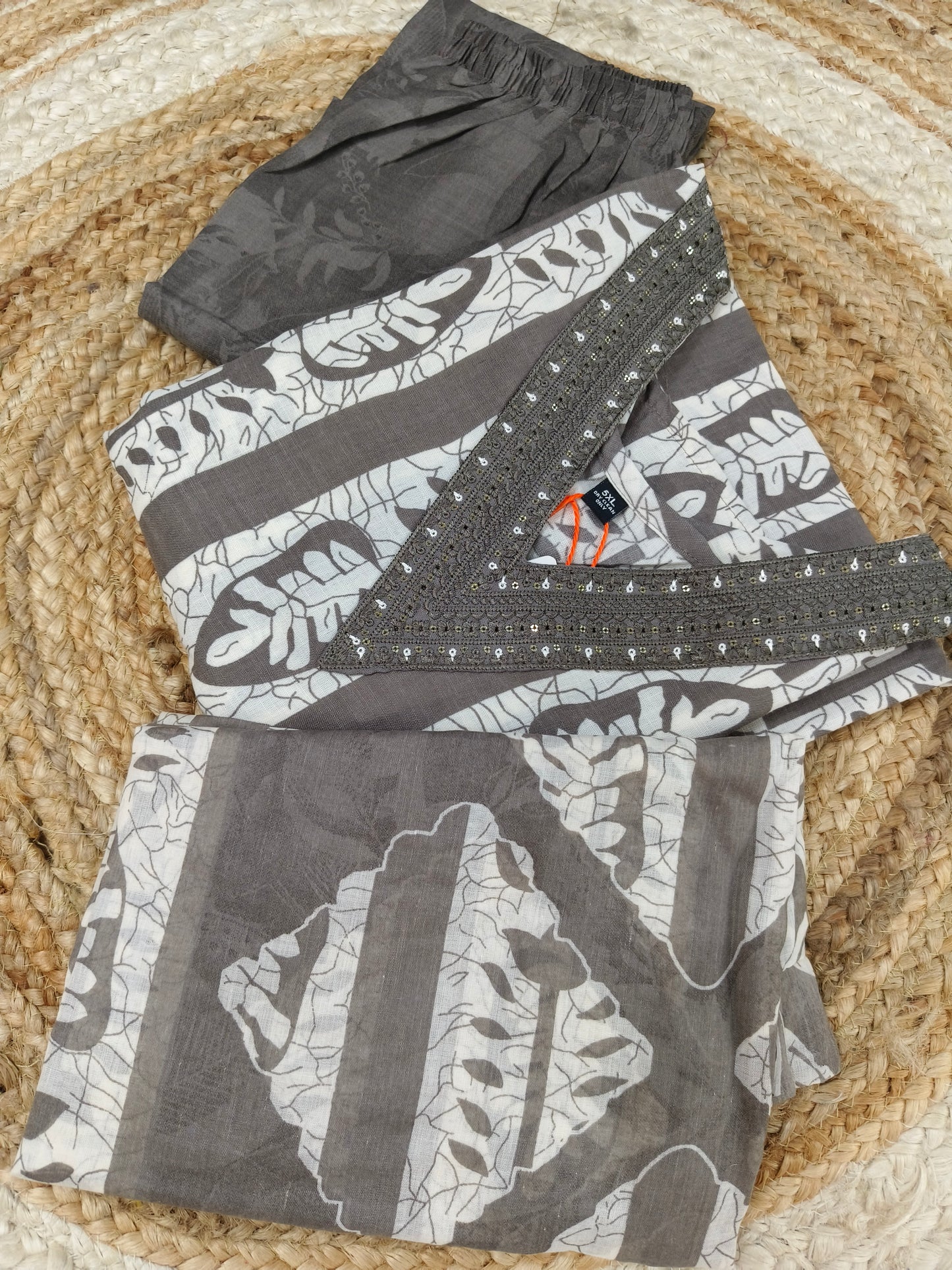 Gray Cotton sets with duppatta