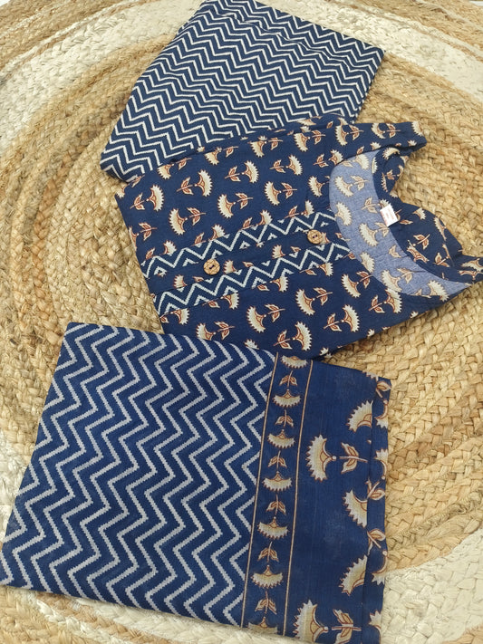 Blue cotton top & bottom (M)