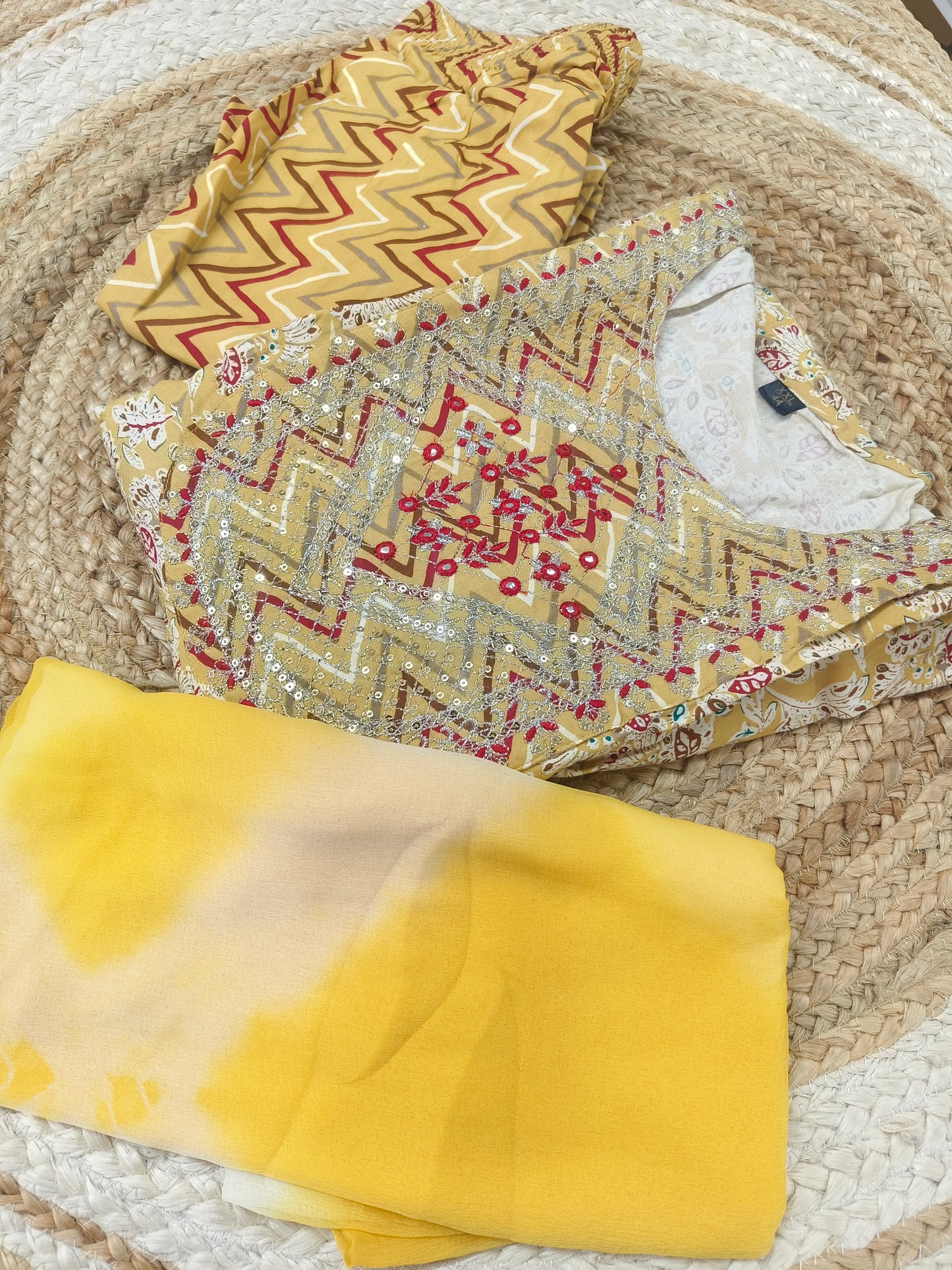 Yellow cotton Anarkali salwar suits
