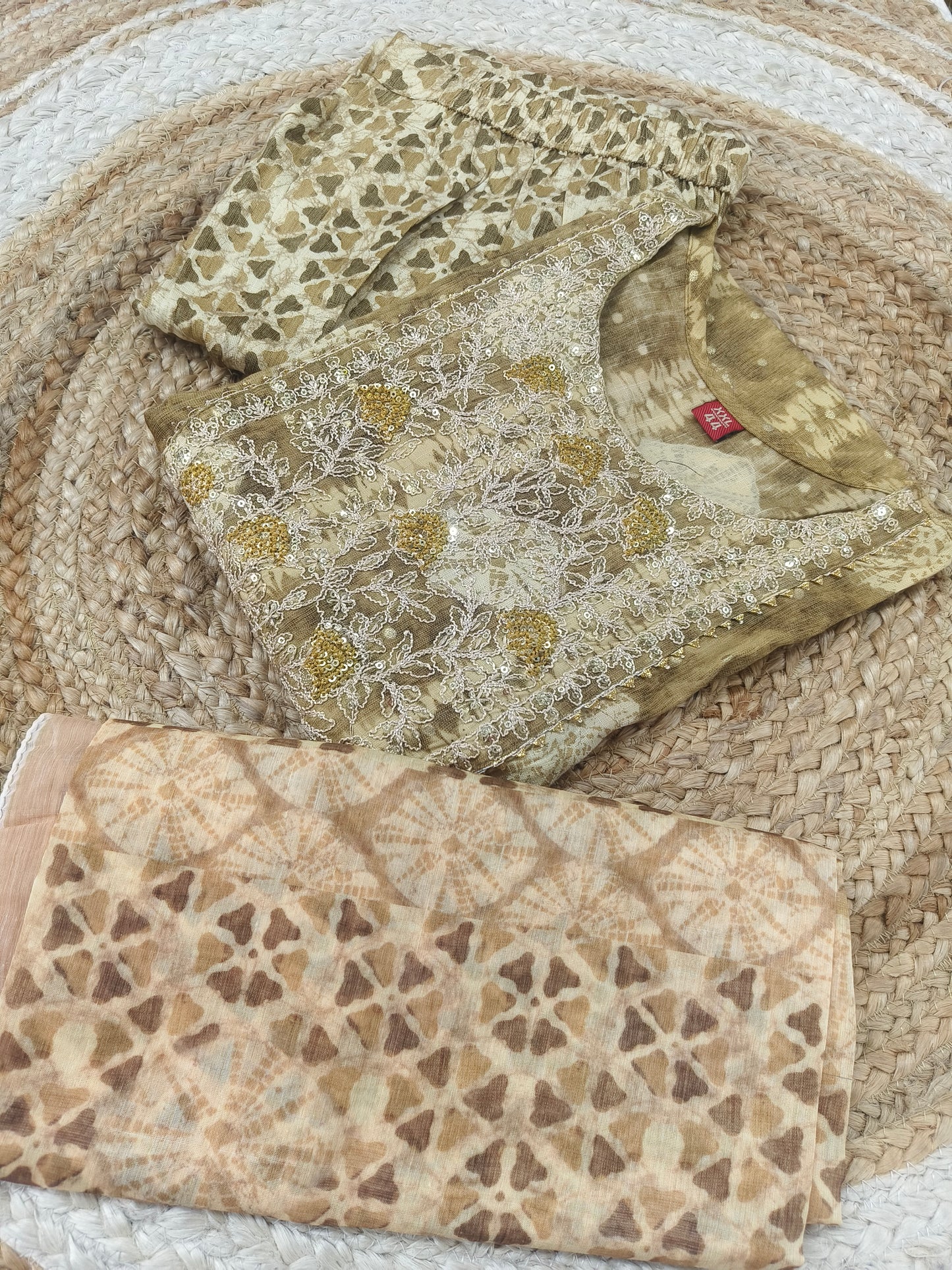 Beige cotton salwar suits