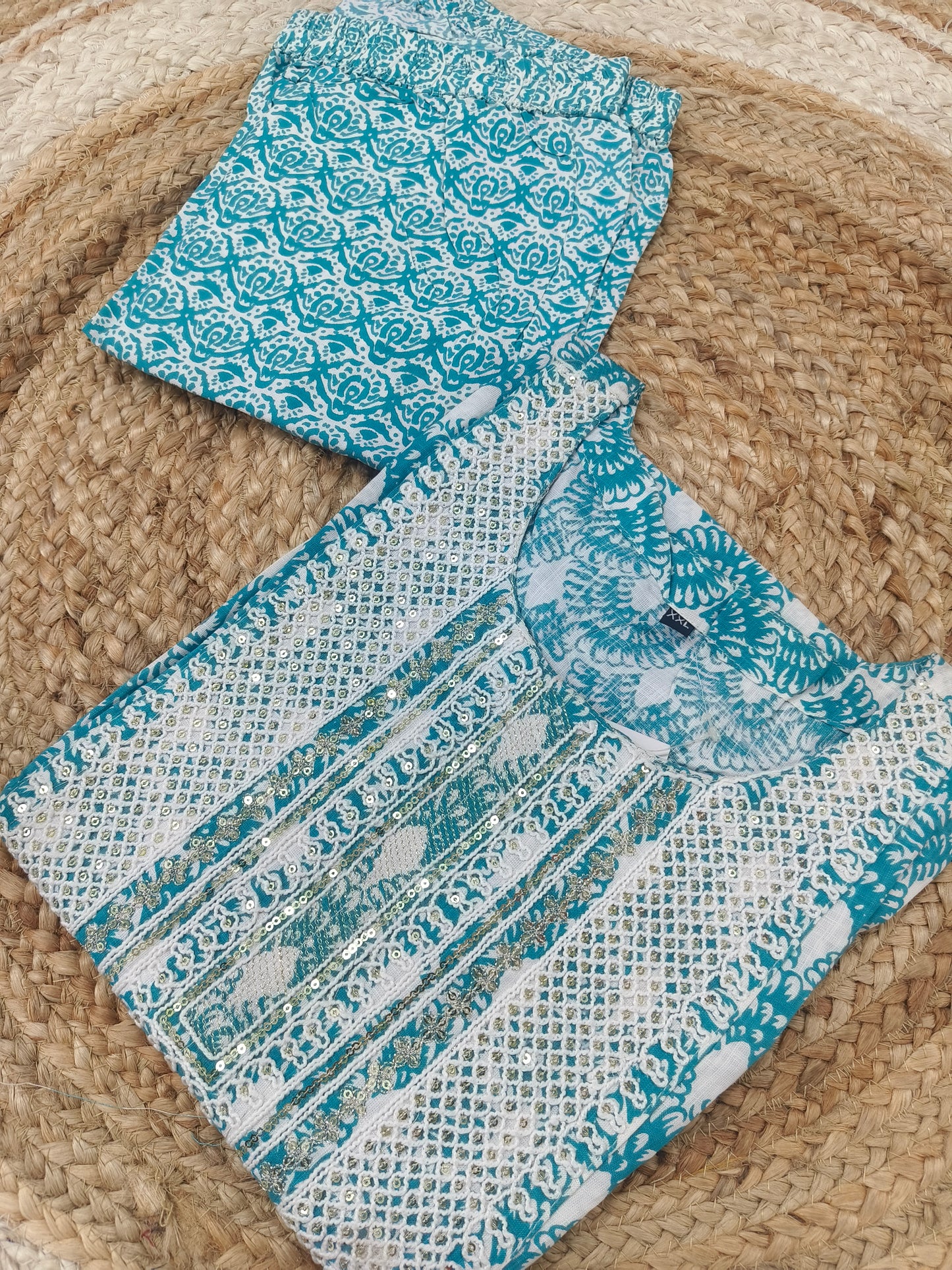 Light Blue cotton Top & Bottom (XXL)
