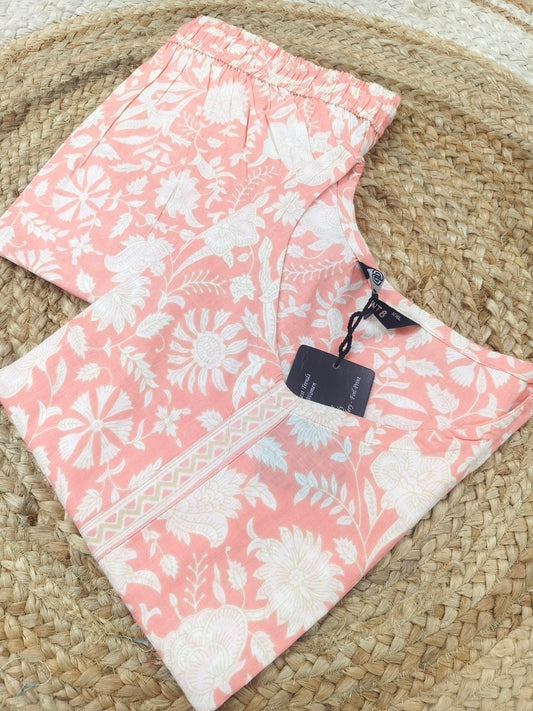 Light Peach cotton Short Top & Bottom (XXL)