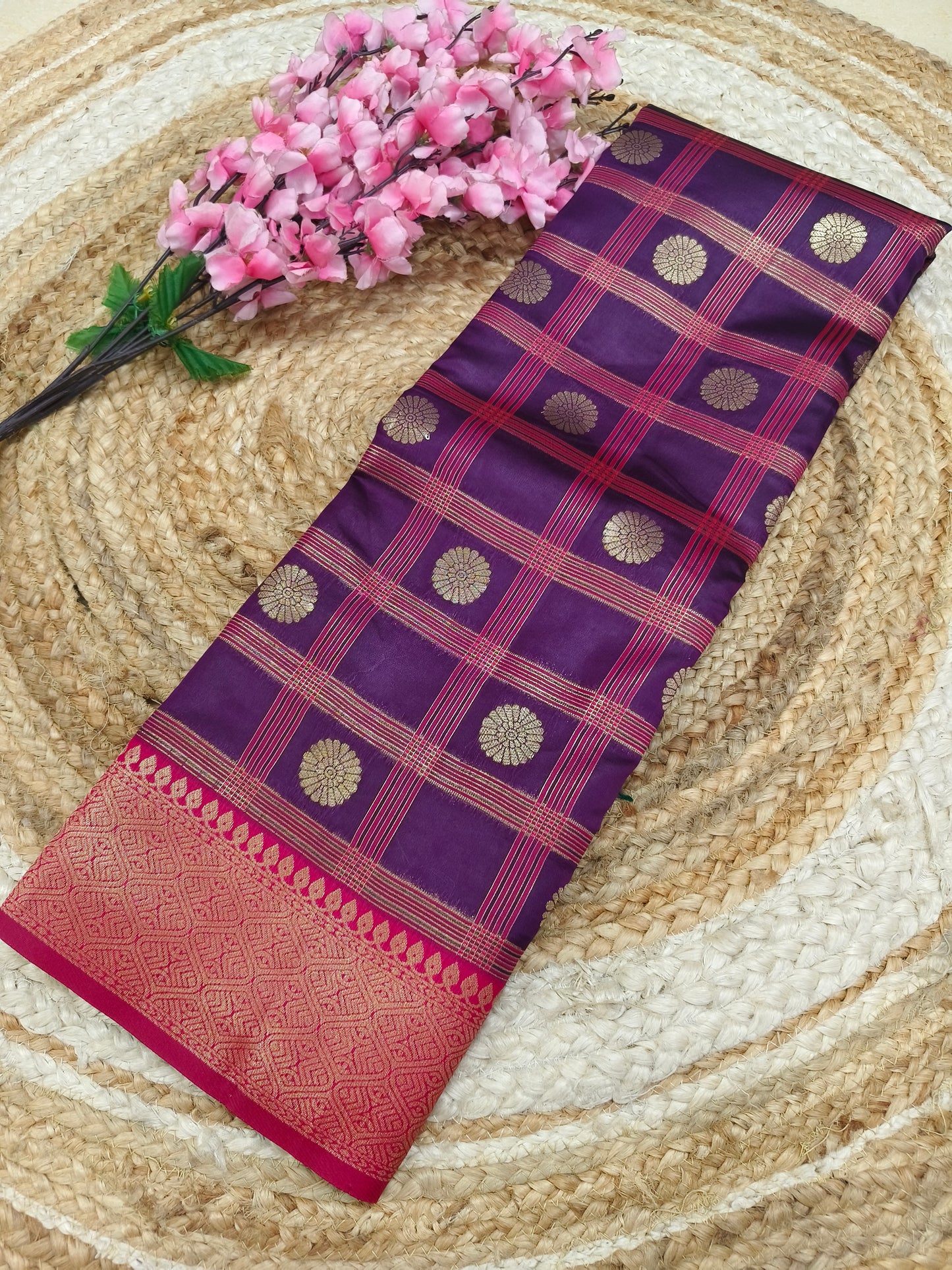 Purple Semi silk saree