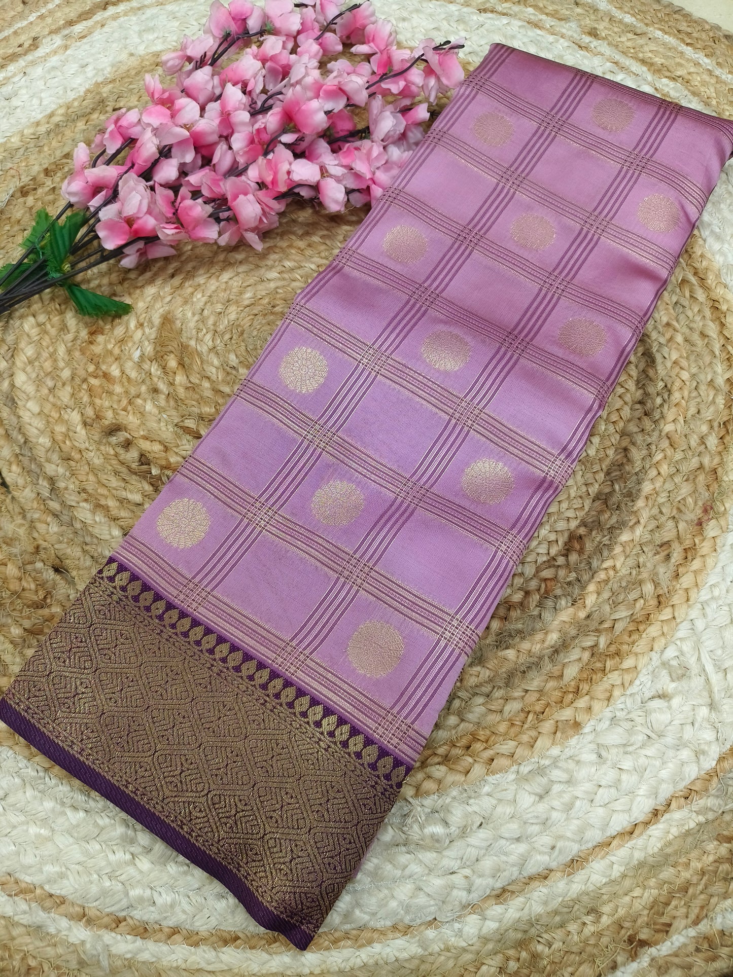 Onion Pink Semi silk saree