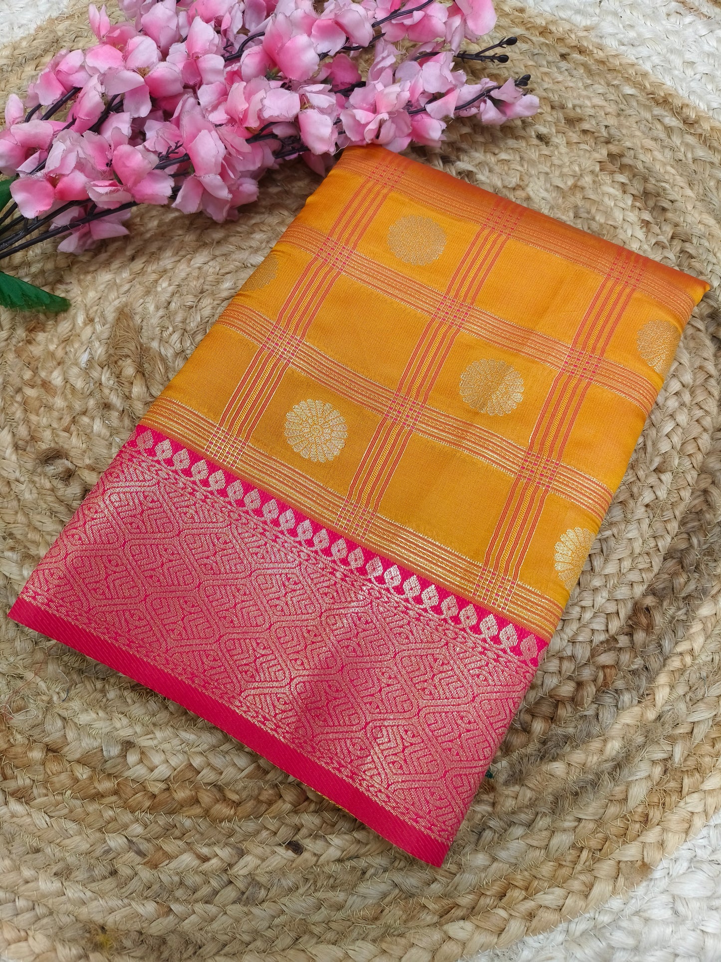Yellow Semi silk saree