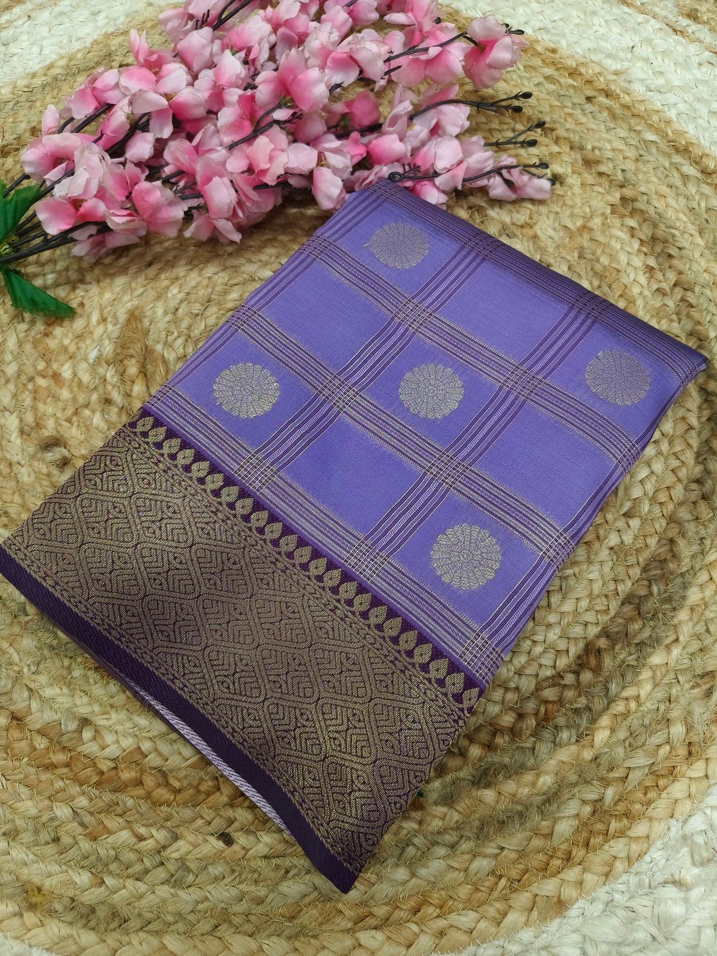 Lavender Semi silk saree
