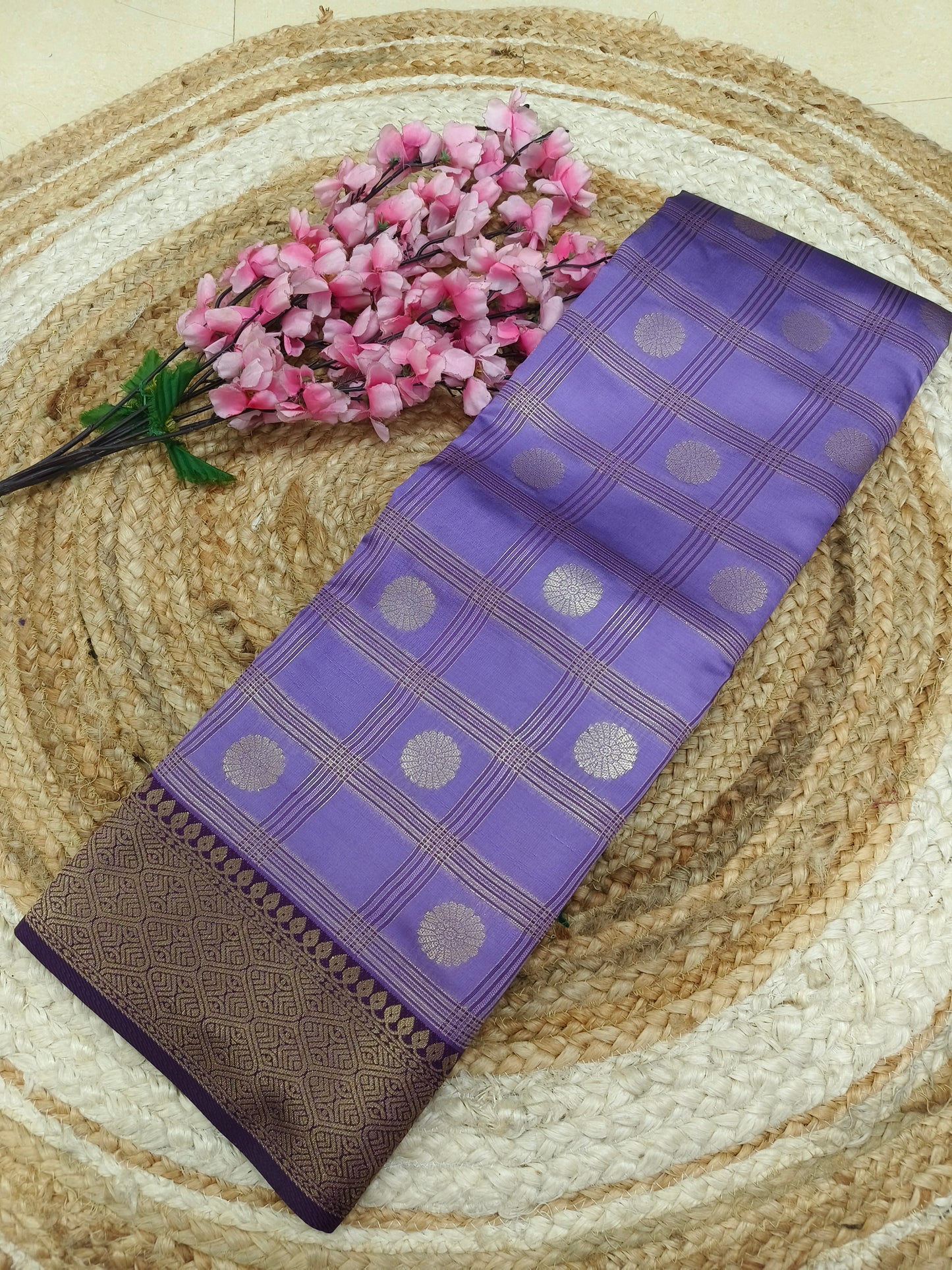 Lavender Semi silk saree