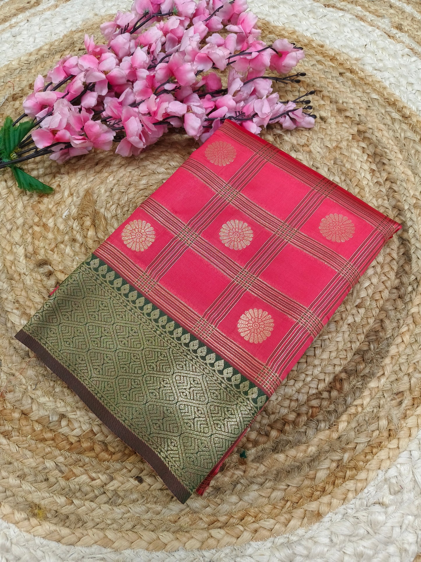 Peach Semi silk saree