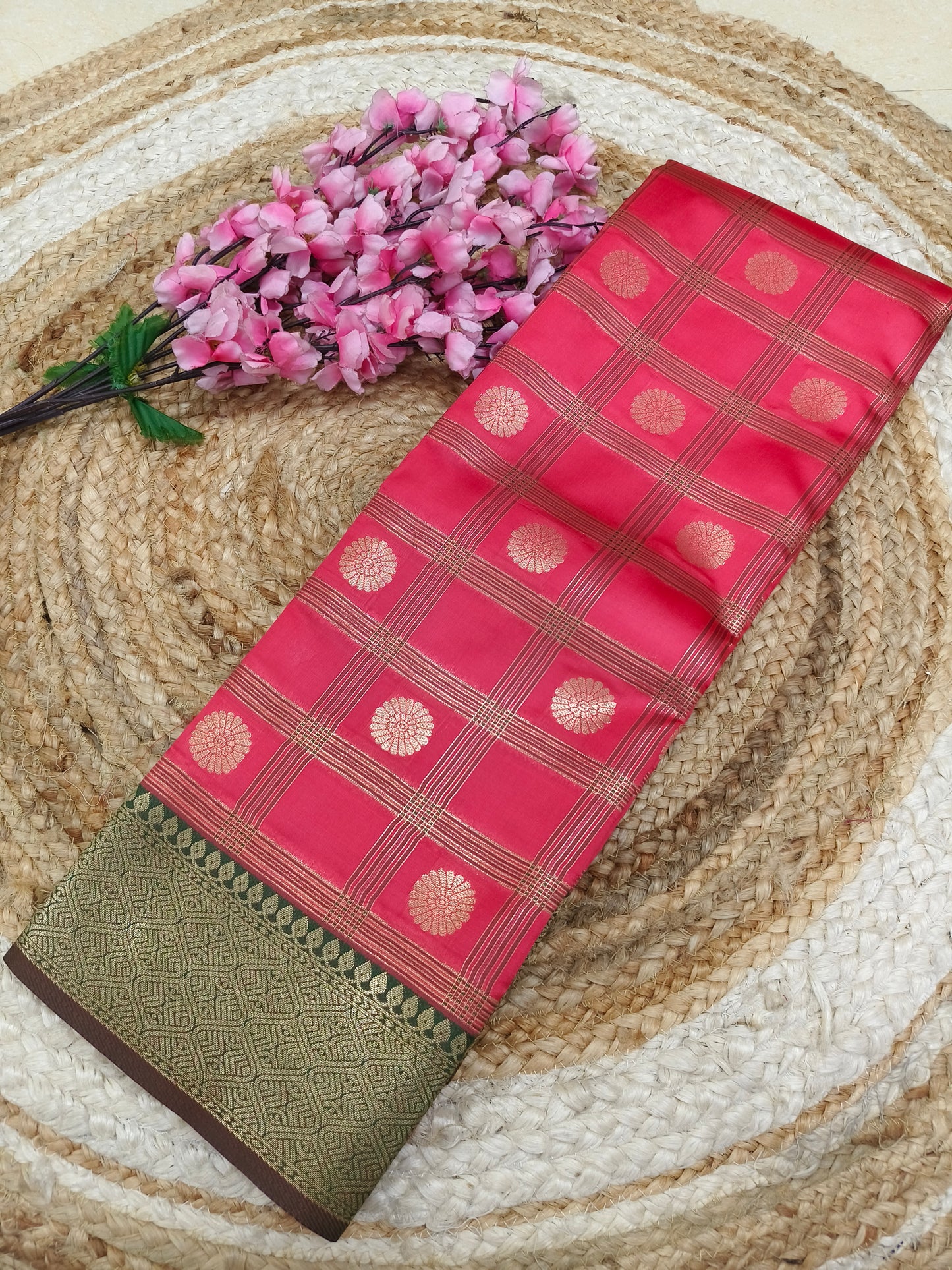 Peach Semi silk saree