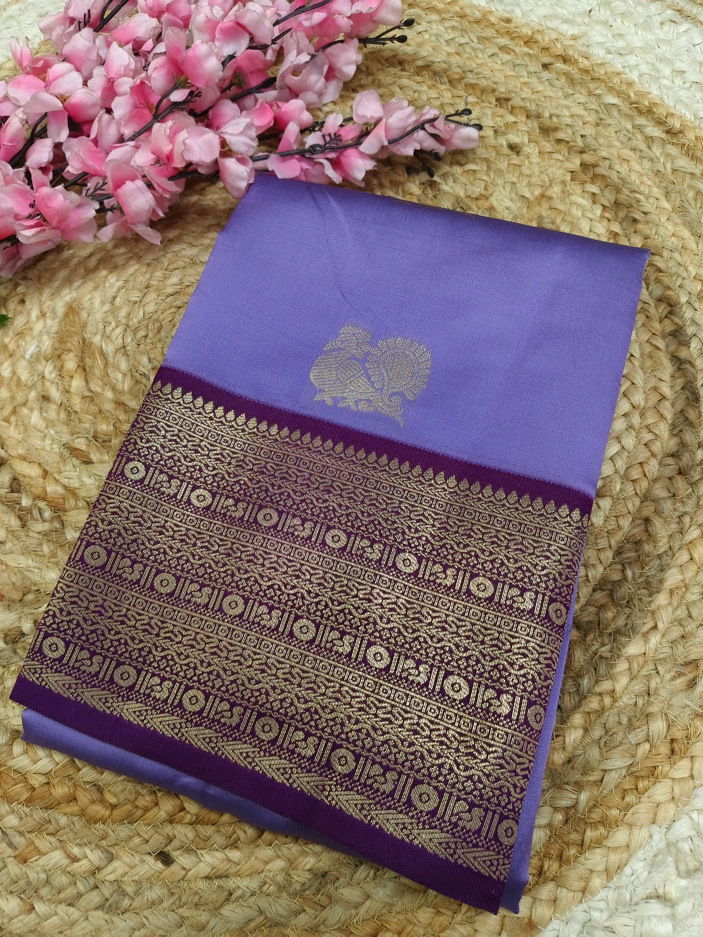 Purple with Wine Semi silk saree