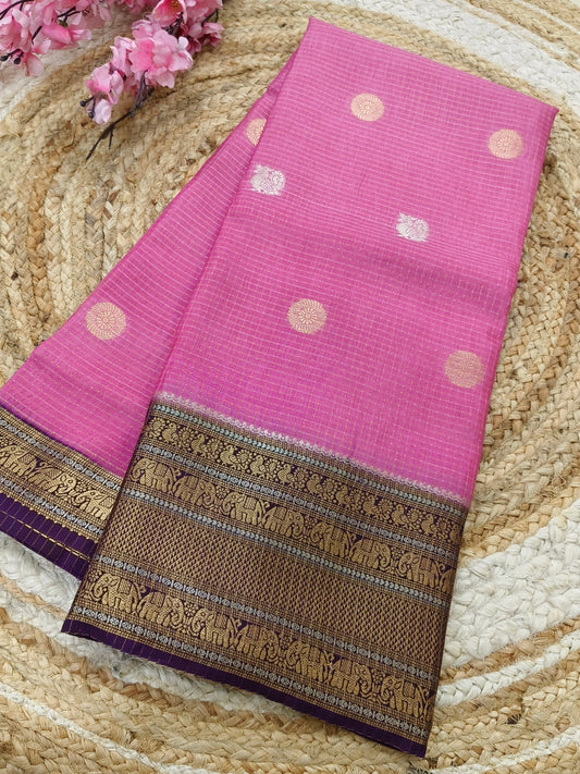 Rose Pink with Purple Viscose silk saree