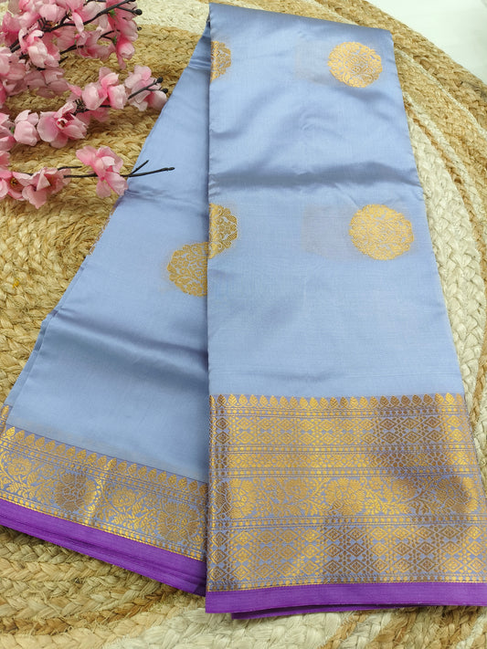 Light Grey Semi kanchi silk saree