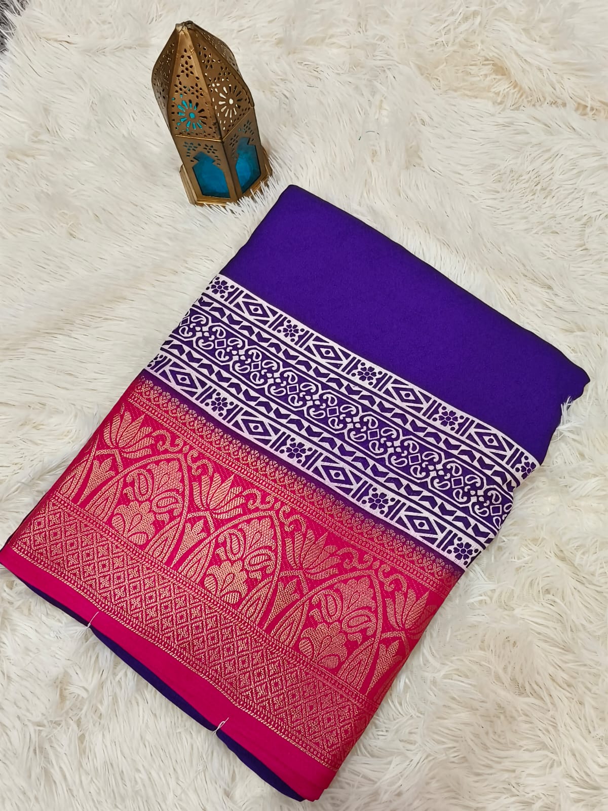 Purple with pink Viscous Georgette saree
