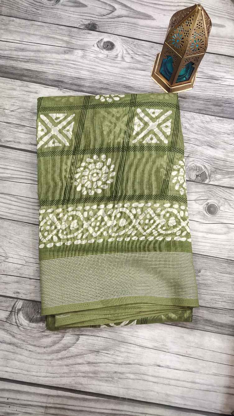 olive green Fancy Cotton saree