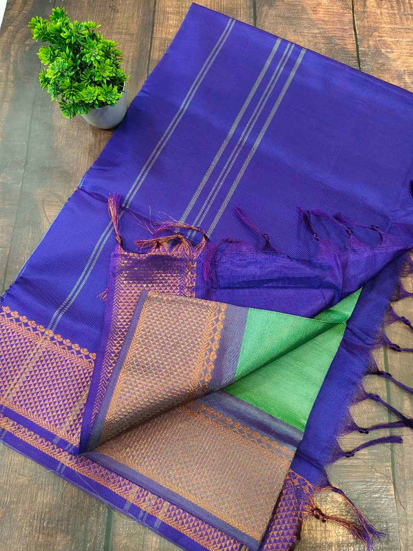 purple with Green Banana Pith Saree